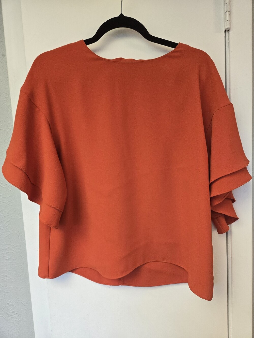 H&M Women's Red Ruffle Sleeve Blouse